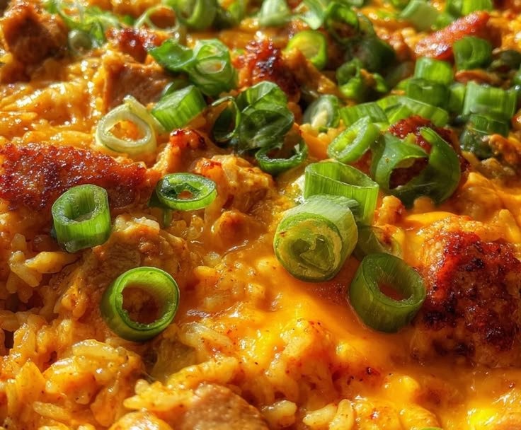 One Pan Spicy Buffalo Chicken and Sausage Rice