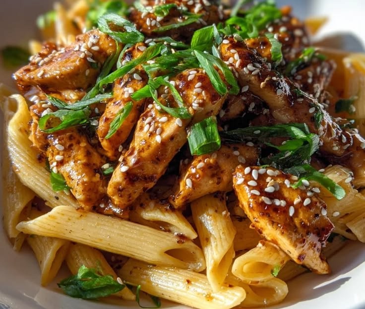 Sticky Honey Chili Garlic Butter Chicken Penne