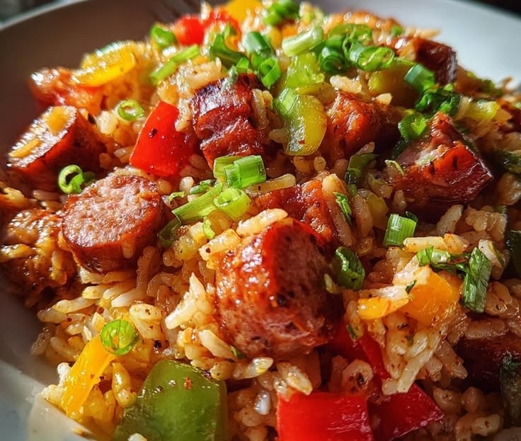 One Pan Cajun Honey Butter Sausage Rice