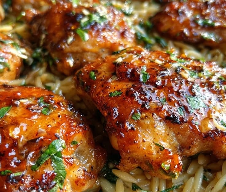 One Pan Sweet Honey Garlic Parmesan Chicken Orzo
