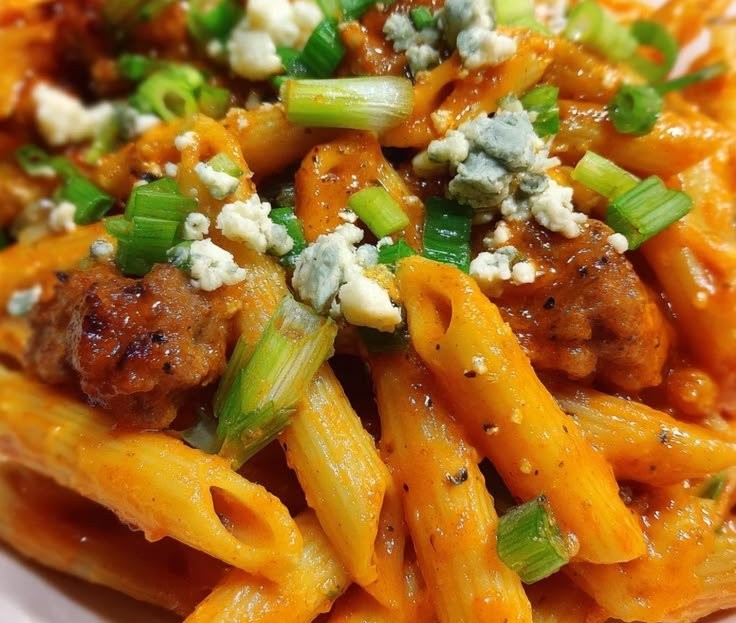 Sticky Sweet Buffalo Garlic Butter Sausage Penne