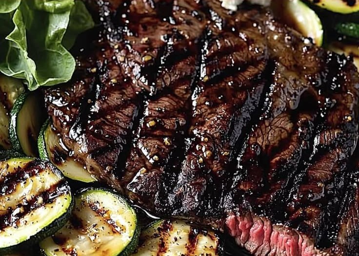 Grilled Flank Steak with Zucchini and Whipped Feta