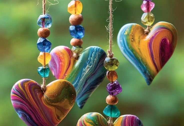 DIY Swirly Glue Heart Suncatchers