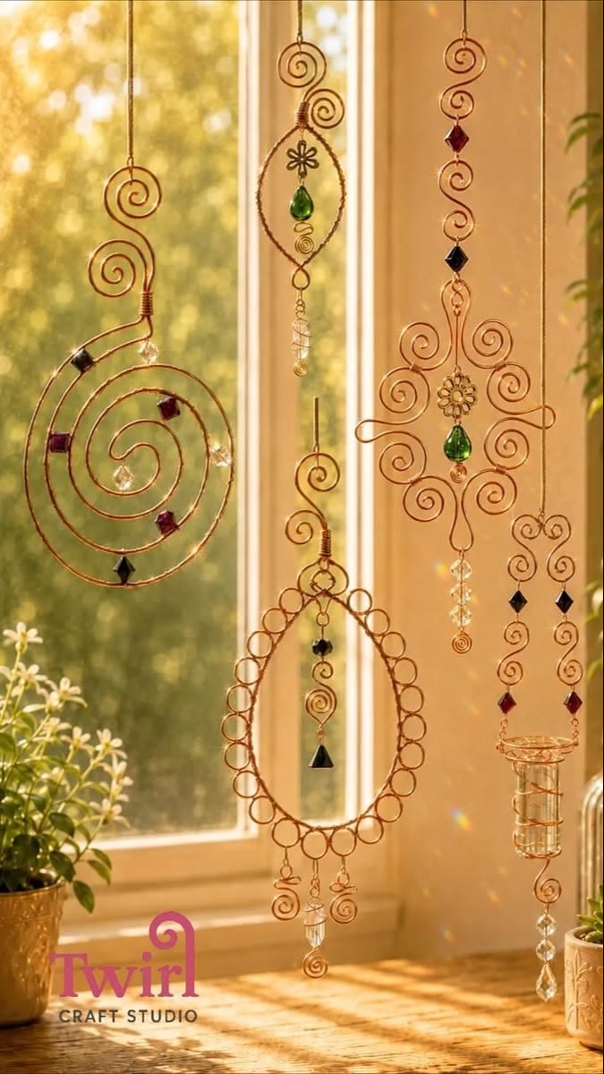 5 Beautiful Copper Wire Suncatchers… One Easy Tutorial! Why make just one when you can learn 5 stunning designs in a single tutorial?