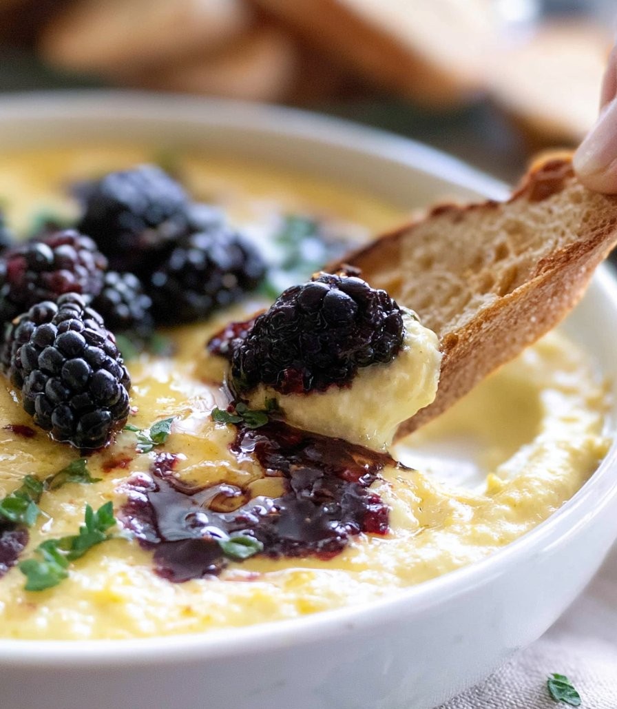 Lemon Ricotta Dip With Blackberries And Honey