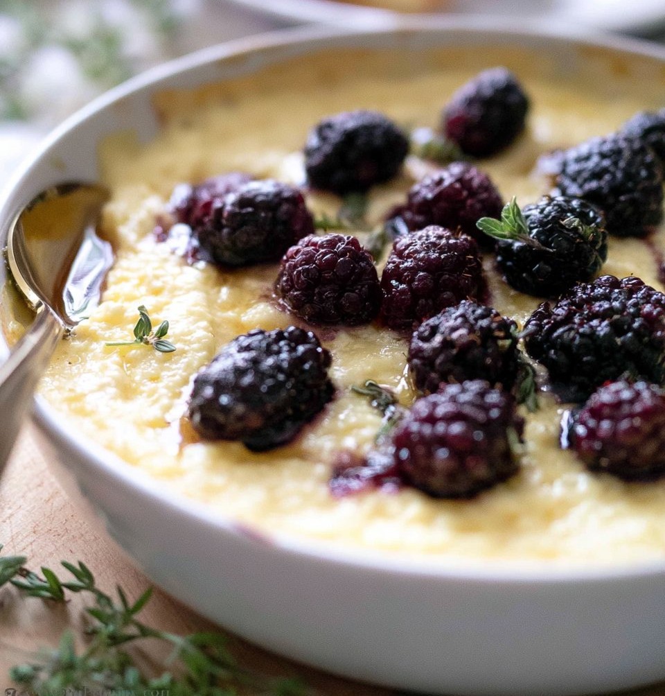 Lemon Ricotta Dip With Blackberries And Honey