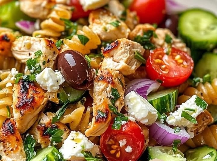 Griechischer Hähnchen-Tzatziki-Pasta-Salat