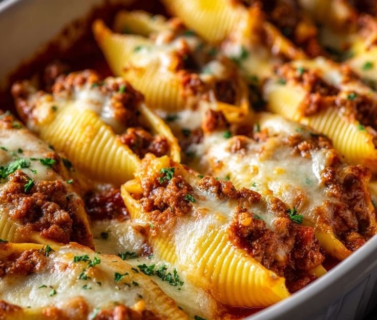 Easy & Cheesy Baked Beef and Ricotta Stuffed Shells