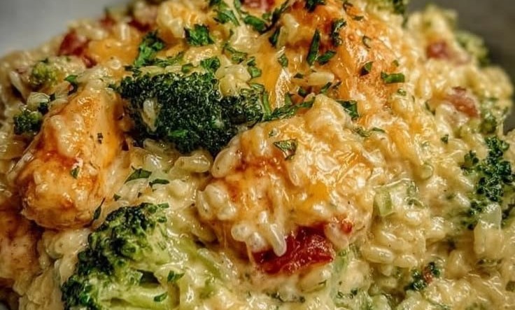 Crockpot Cheddar Chicken with Broccoli and Rice