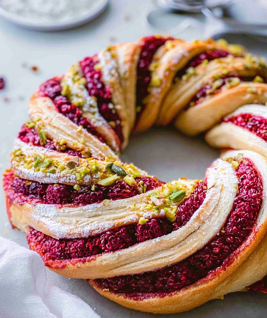 Raspberry and Pistachio Wreath