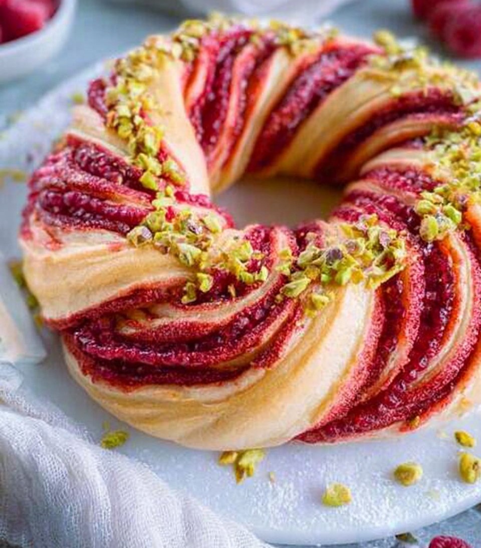 Raspberry and Pistachio Wreath