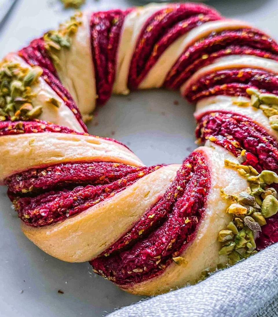 Raspberry and Pistachio Wreath