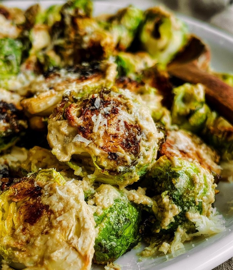 Tahini Caesar Brussels Sprouts