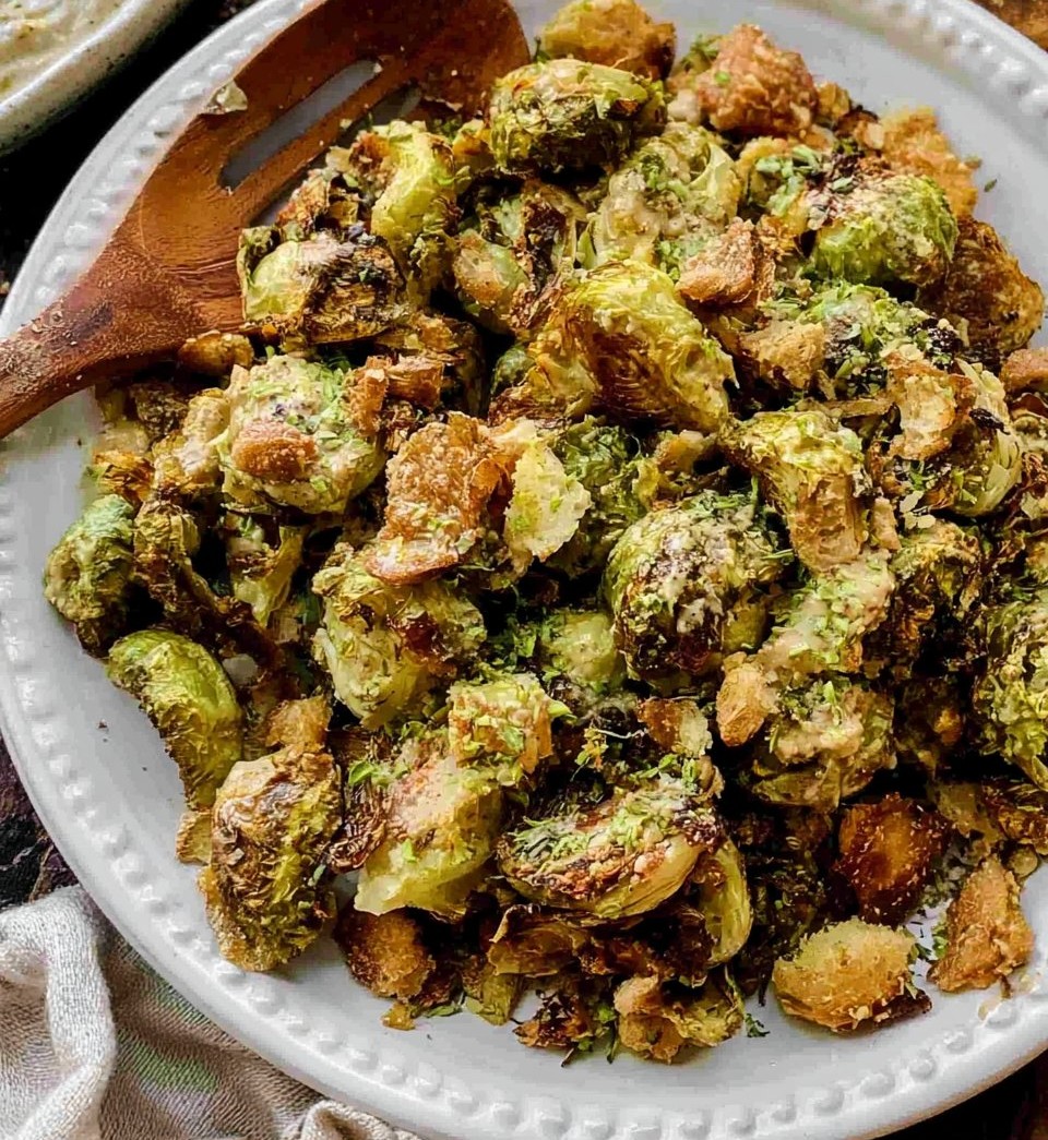 Tahini Caesar Brussels Sprouts