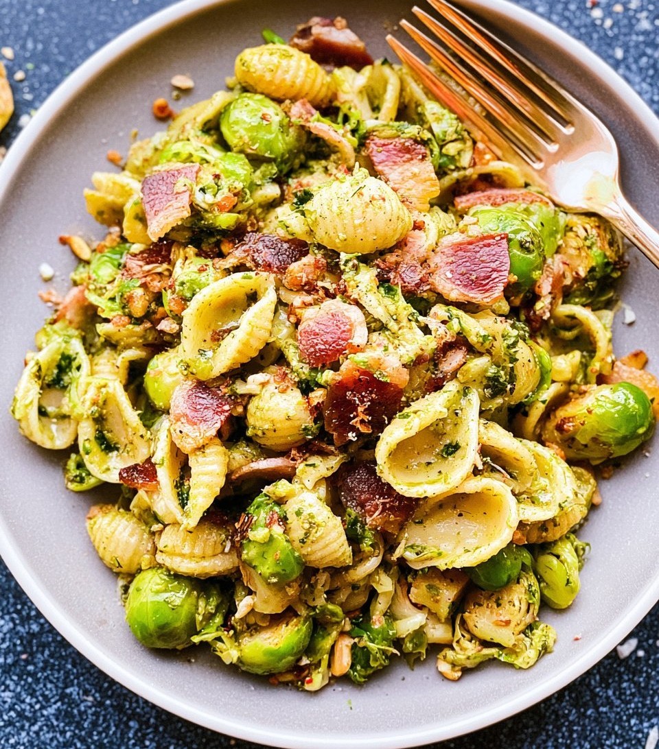 Brussels Sprouts And Bacon Pesto Pasta