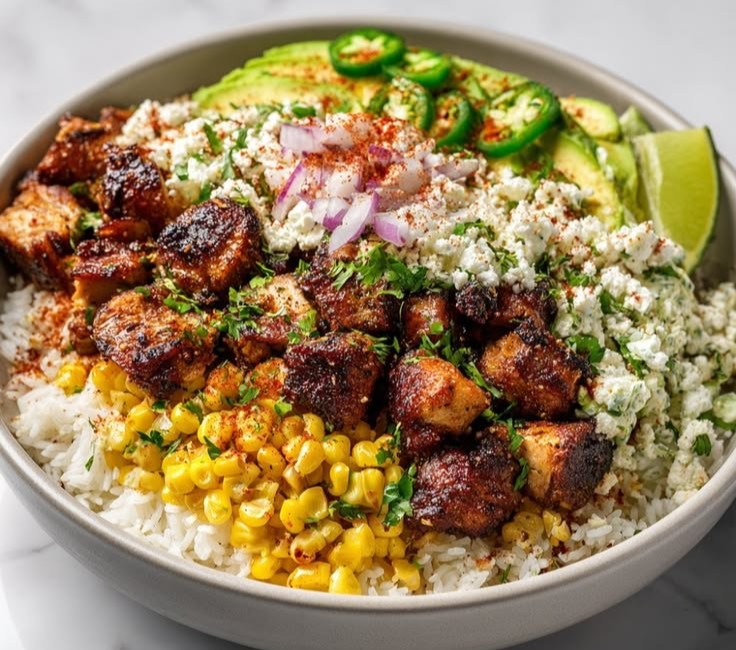 High-Protein Street Corn Chicken Bowl