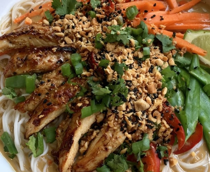 Thai Peanut Chicken Noodle Bowls