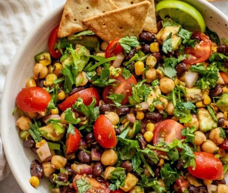 Easy Southwest Chickpea Black Bean Salad