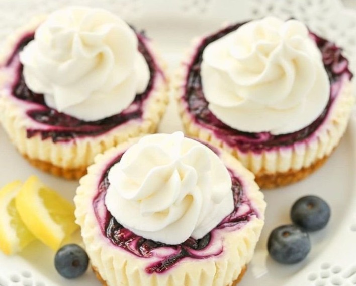 Mini Lemon Blueberry Cheesecakes