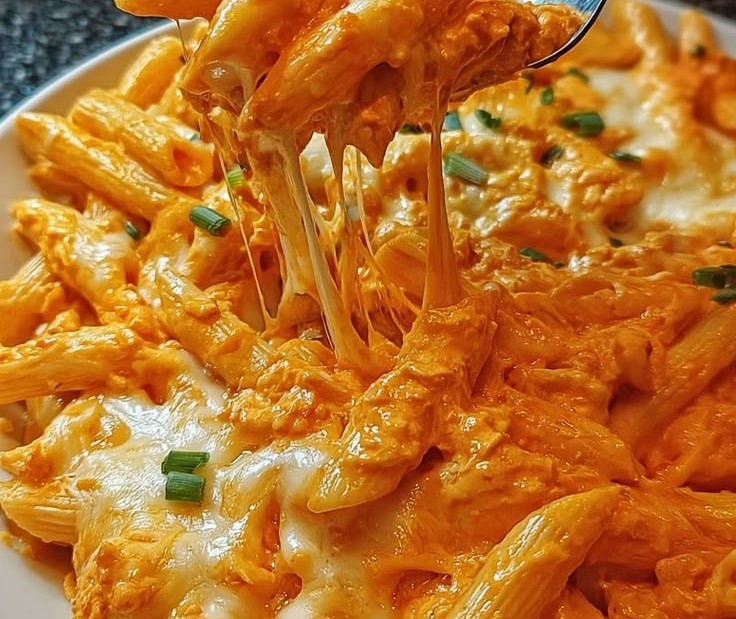 Creamy Buffalo Chicken Pasta Bake