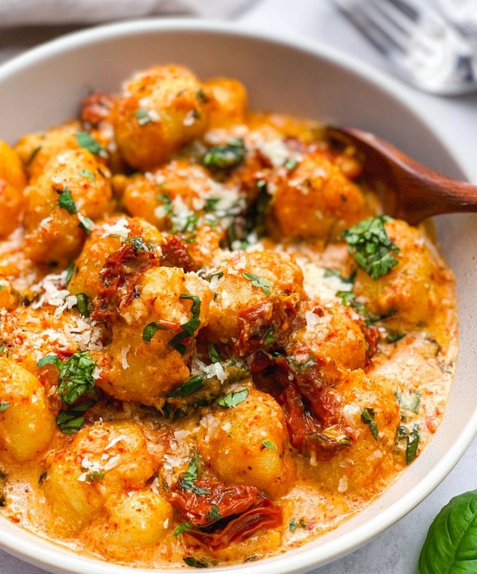 Crispy Fried Gnocchi with Sundried Tomato Sauce