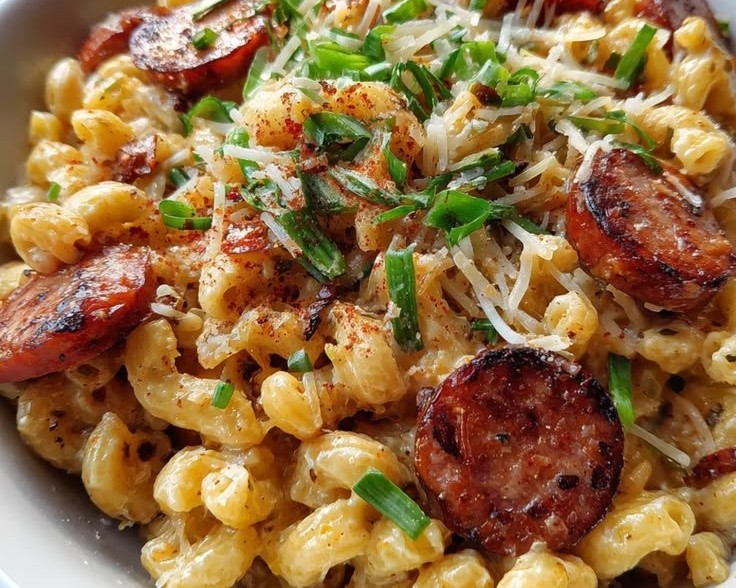 One Pot Garlic Butter Cajun Sausage Mac