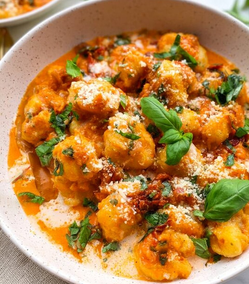 Crispy Fried Gnocchi with Sundried Tomato Sauce
