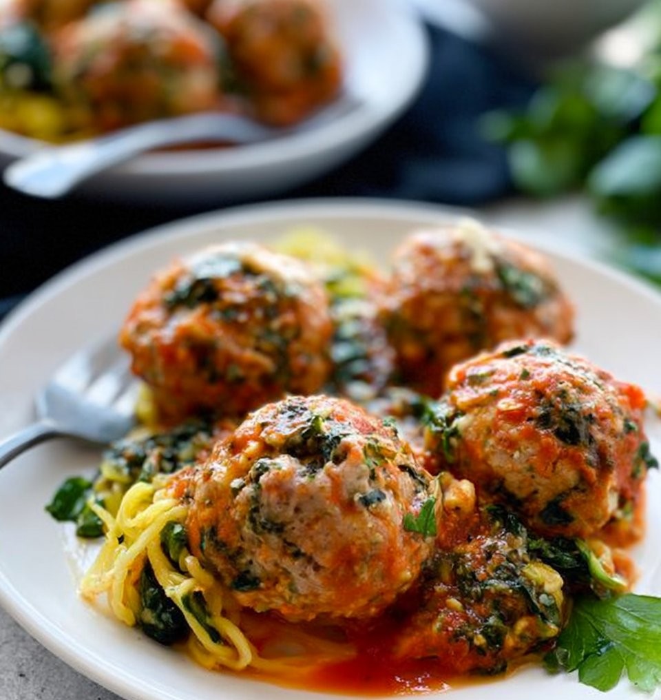 Spinach Feta Turkey Meatballs