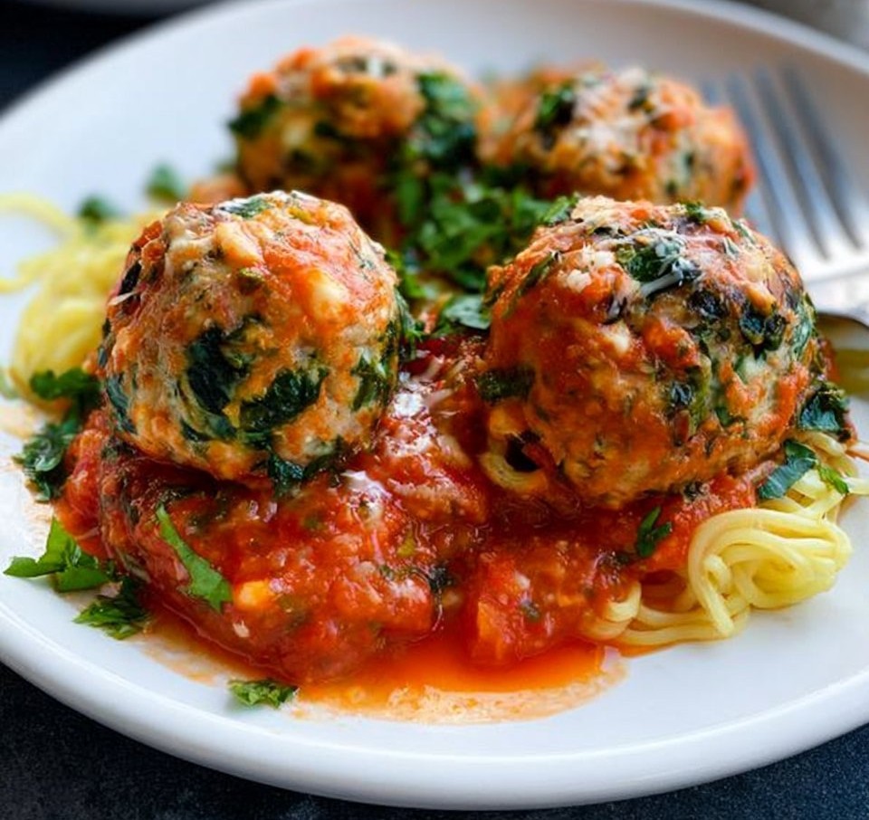 Spinach Feta Turkey Meatballs