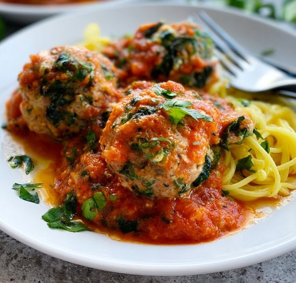 Spinach Feta Turkey Meatballs