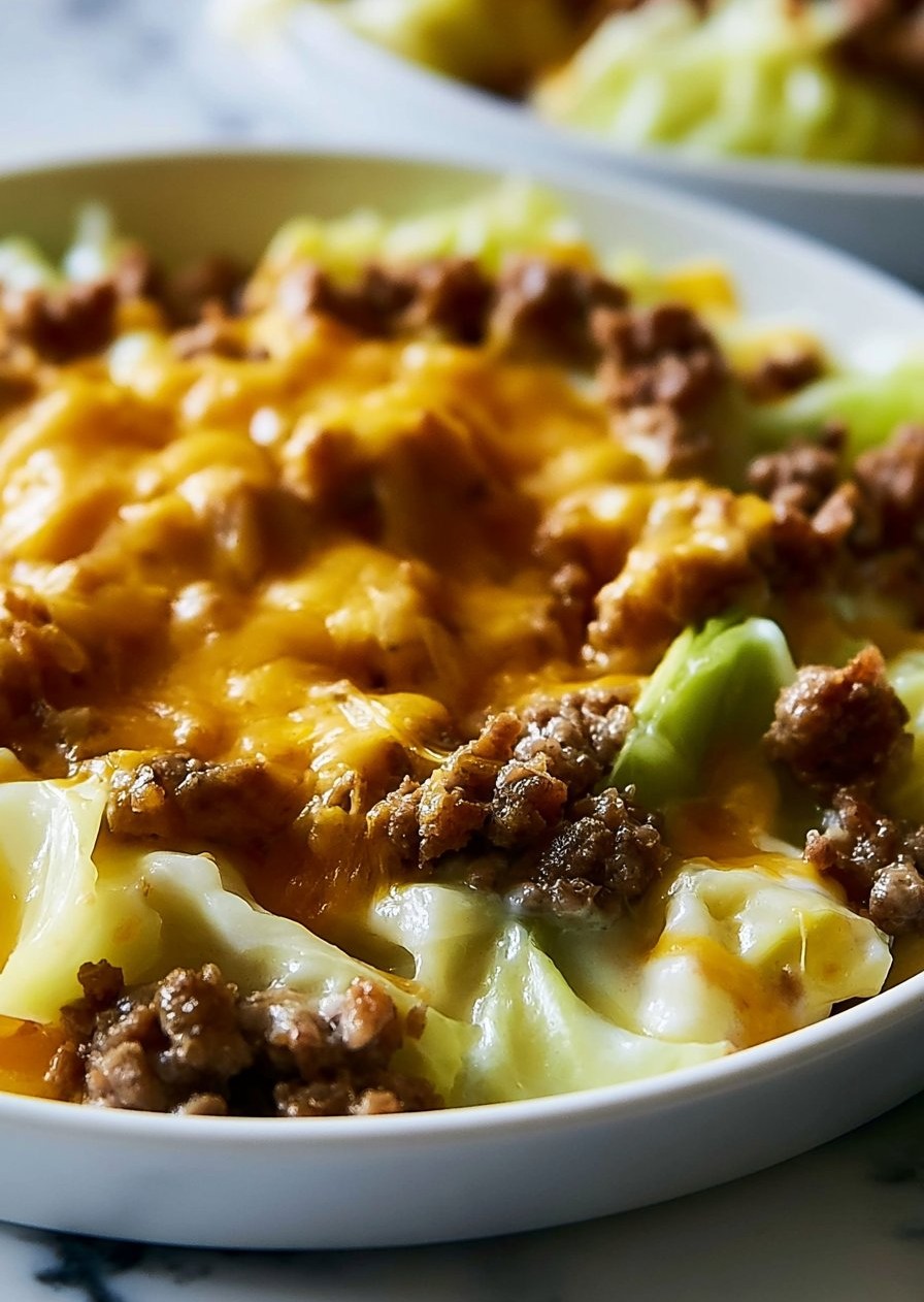 Creamed Cabbage and Ground Beef Casserole