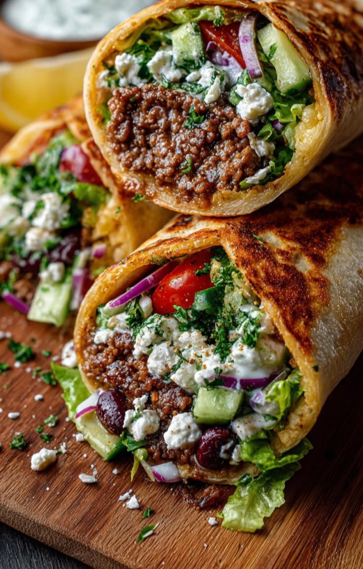 Crispy Mediterranean Ground Beef Wrap