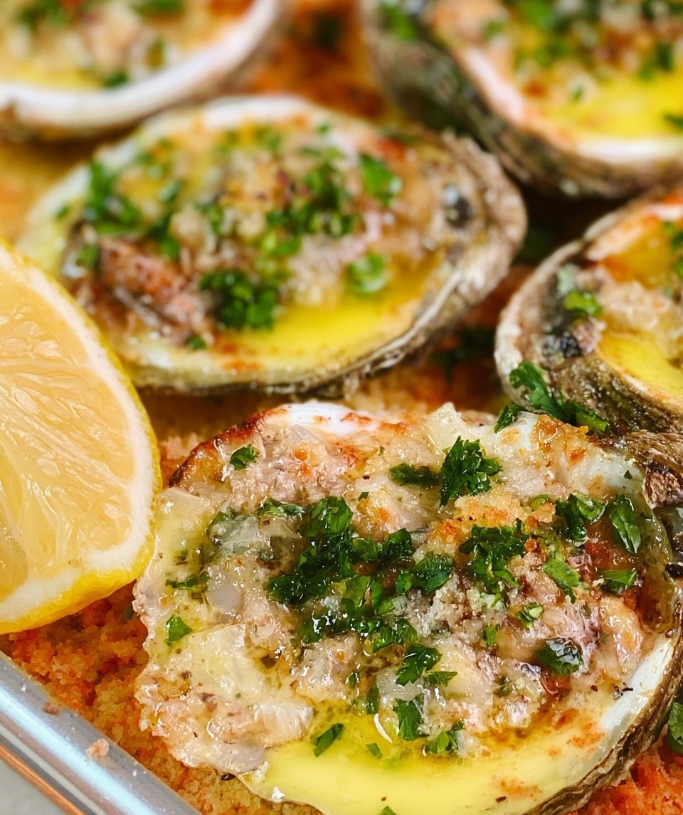 Garlic Lemon Butter Baked Oysters