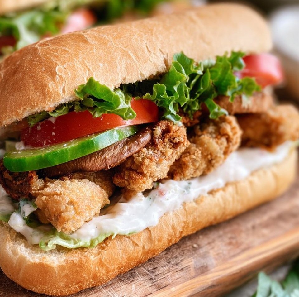 Oyster Mushroom Po Boy Sandwiches