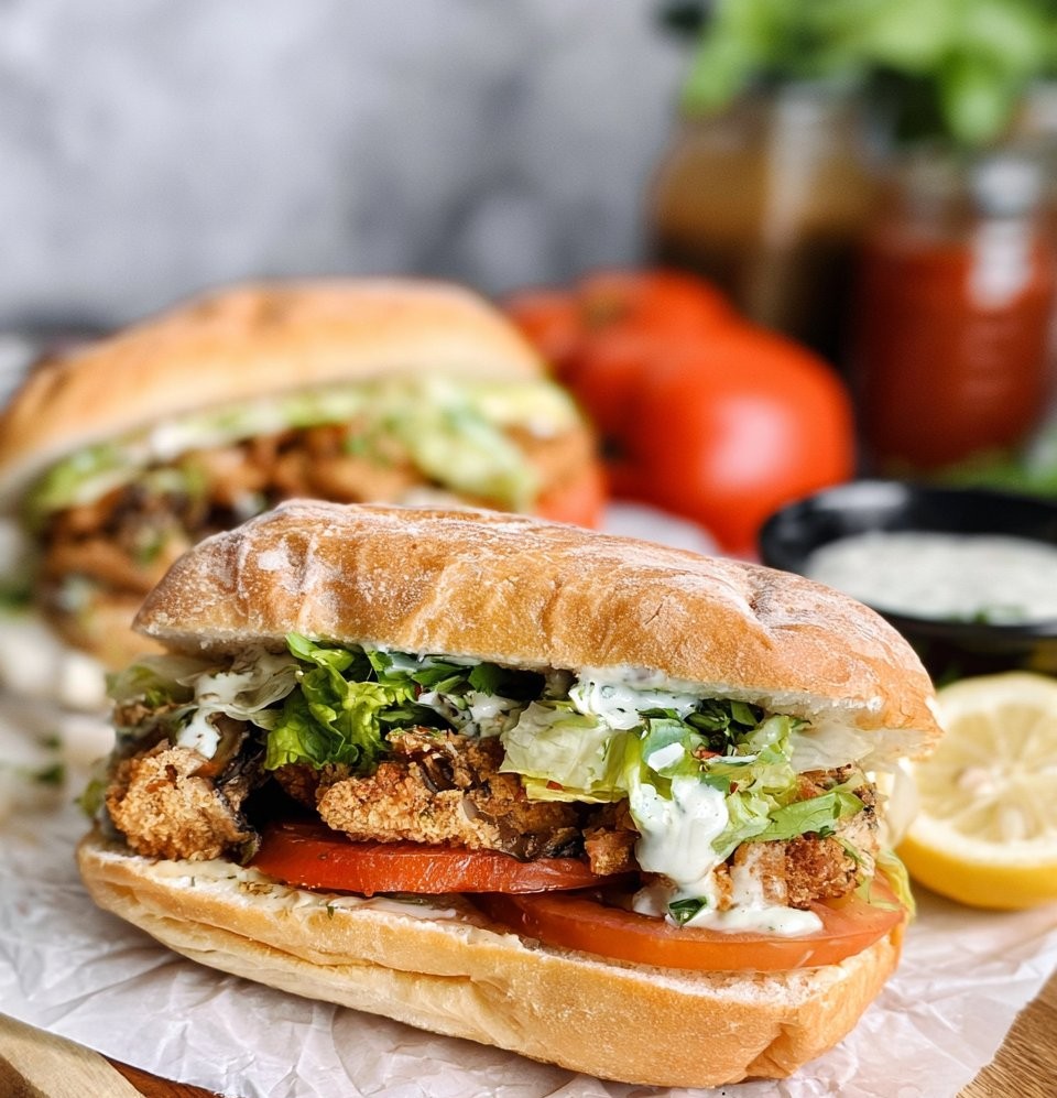 Oyster Mushroom Po Boy Sandwiches
