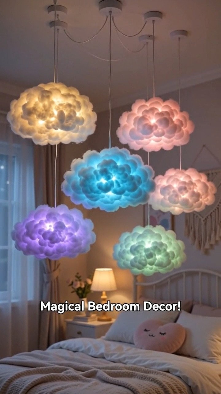 Soft glowing light and fluffy cloud texture come together in this cozy handmade lamp.