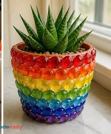 Rainbow Mosaic Flower Pot