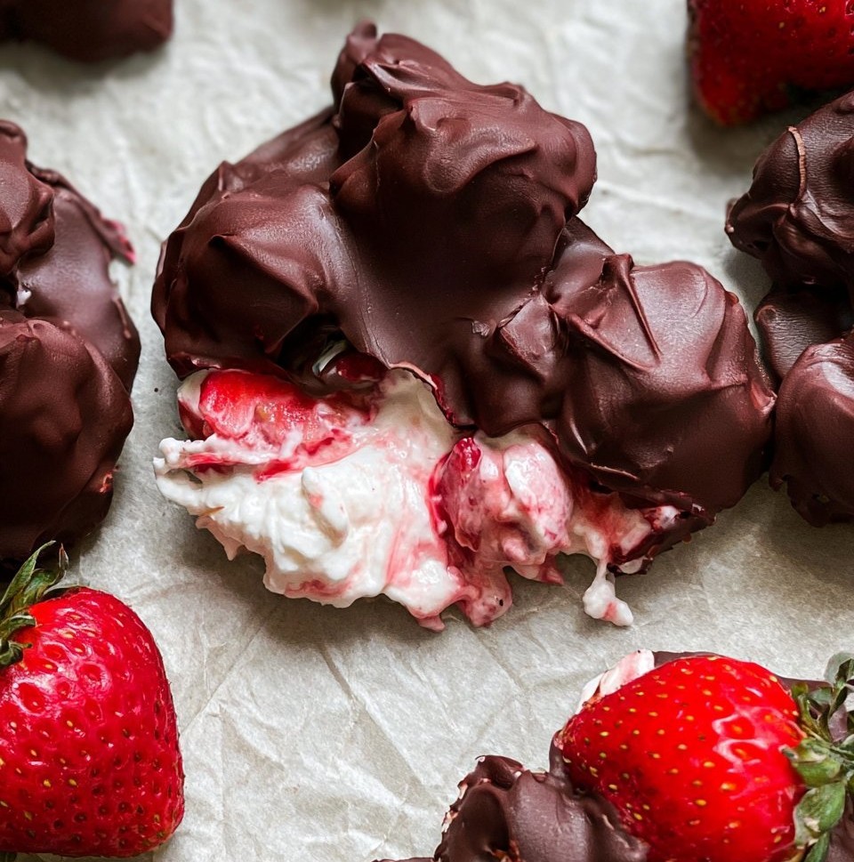 Chocolate Covered Strawberry Yogurt Clusters