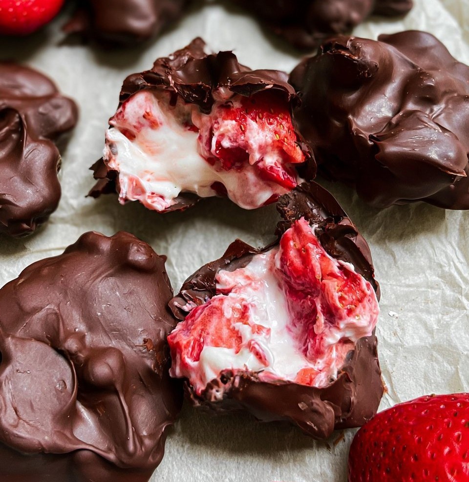 Chocolate Covered Strawberry Yogurt Clusters