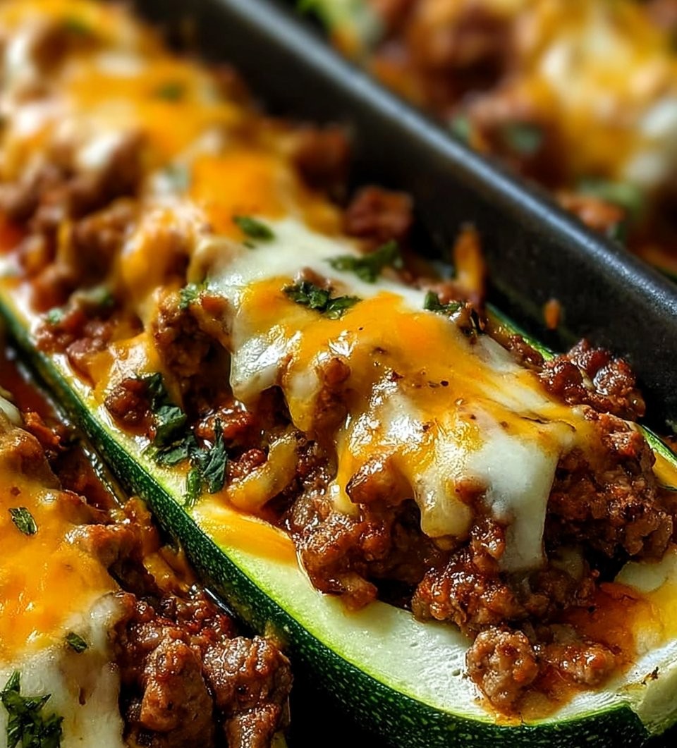 Ground Beef Zucchini Boats
