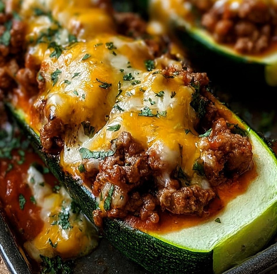 Ground Beef Zucchini Boats
