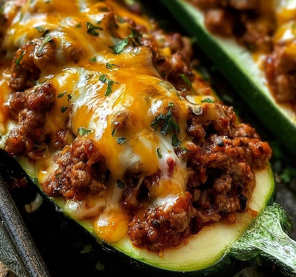 Ground Beef Zucchini Boats