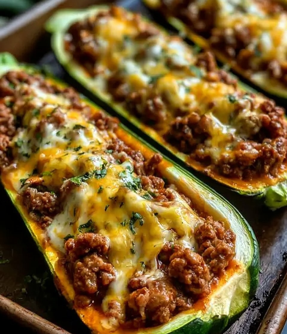 Ground Beef Zucchini Boats