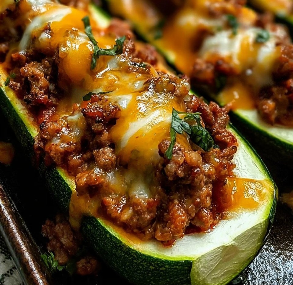 Ground Beef Zucchini Boats