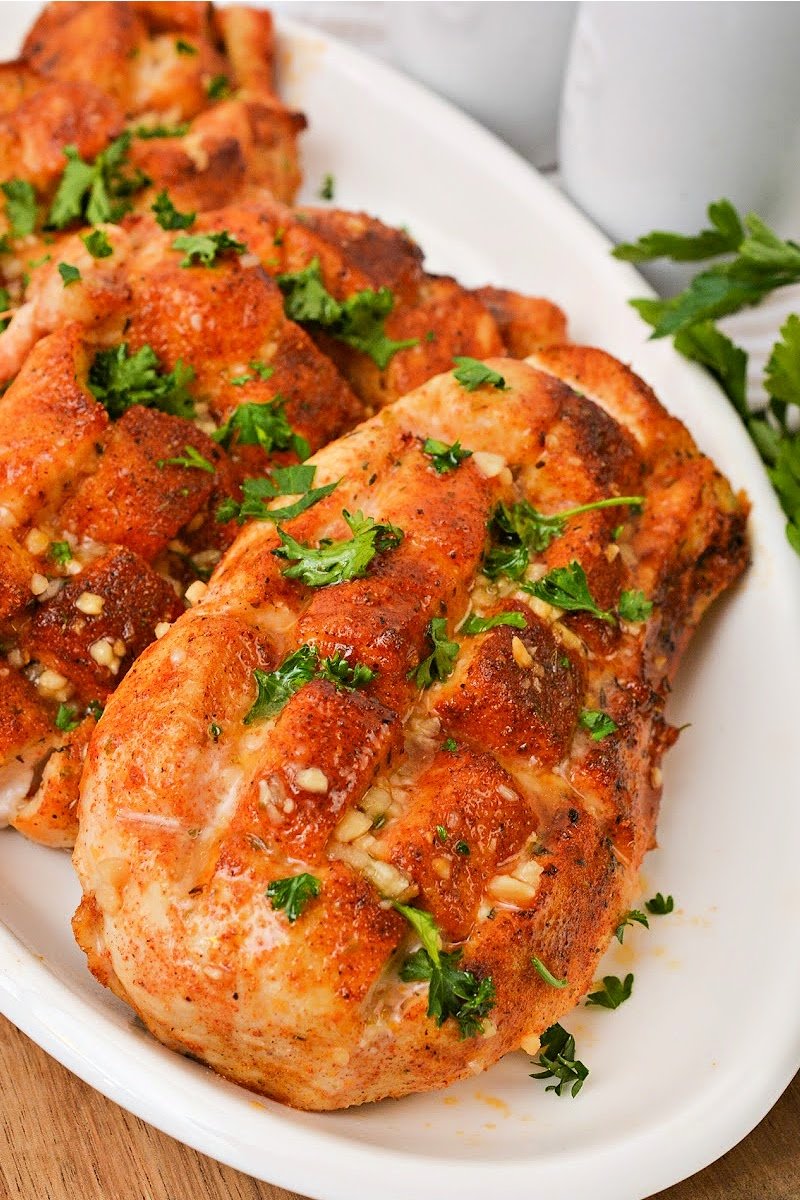 Keto Garlic Butter Air Fryer Chicken Breasts