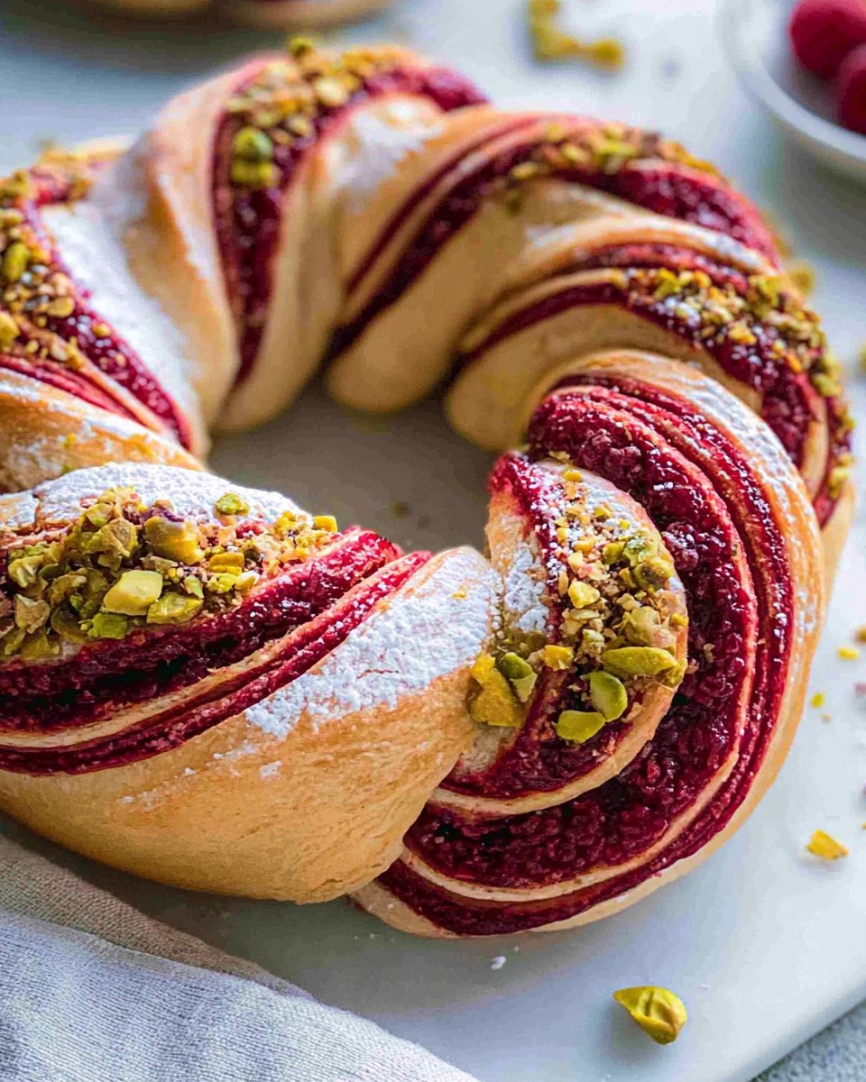 Raspberry and Pistachio Wreath