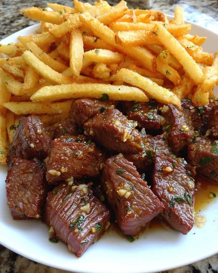Garlic Butter Steak Bites with Crispy Fries