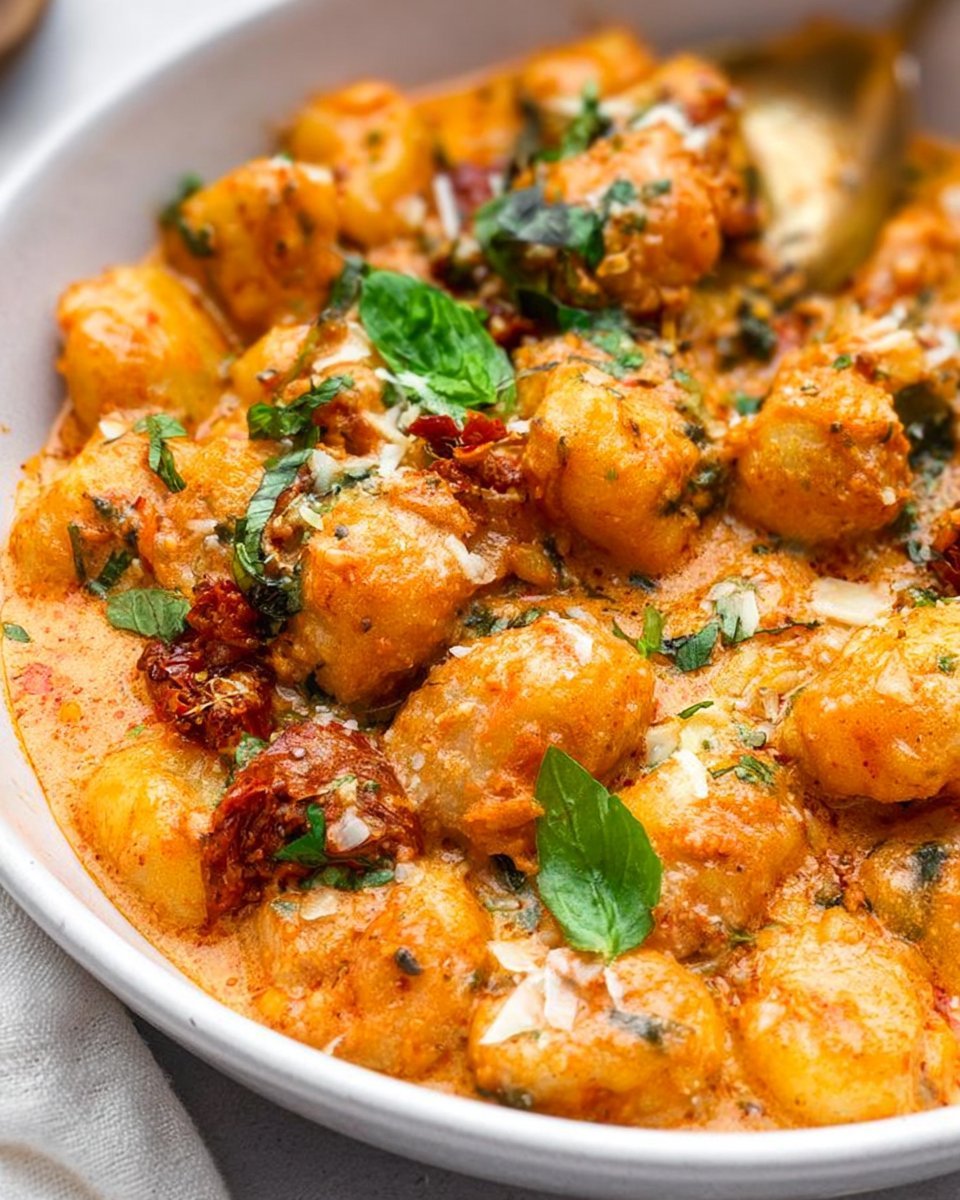 Crispy Fried Gnocchi with Sundried Tomato Sauce