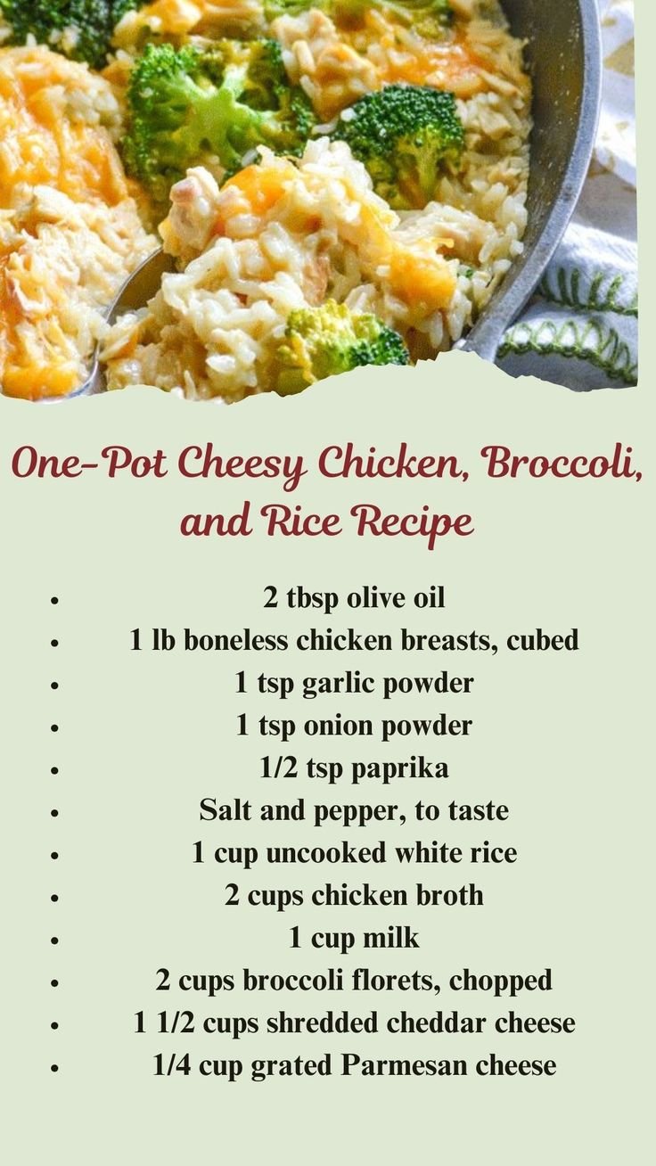 One-Pot Cheesy Chicken, Broccoli, and Rice Recipe