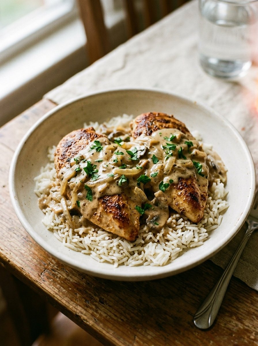 Creamy Smothered Chicken and Rice